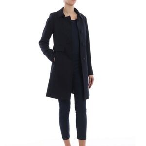 Herno Dark Navy Women's 100% Cotton Dust Coat Three Button Long Sleeve Collared